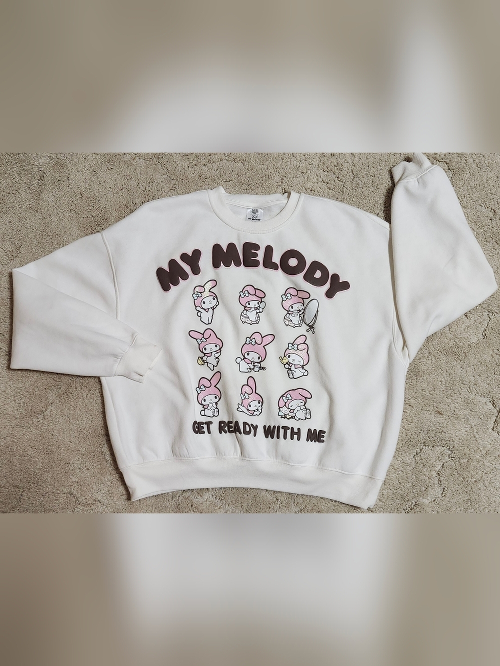 Sanrio My Melody White Sweatshirt with Pink and Brown Graphics